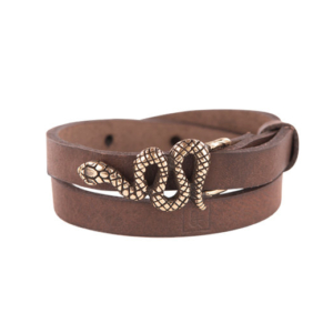 Braunes Lederarmband mit Schlangenverzierung, 1,2 cm