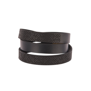 Braunes dreifaches Lederarmband mit Lielvārde-Gürtelmotiv, 1,2 cm