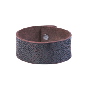 Braunes Lederarmband mit lettischem Zeichenmotiv, 3 cm